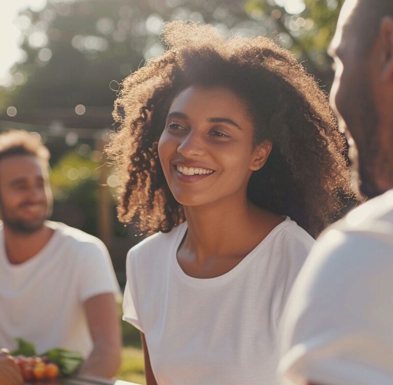 People sitting together outside talking and supporting each other during a discussion about what is group therapy.